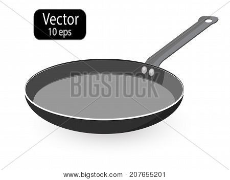 Empty Frying Pan Isolated On A White Background. Cooking Pot And Pan. Kitchen Utensils For Cooking F