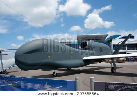 Changi, Singapore - Feb 6,2010 : Northrop Grumman RQ-4N BAMS show in Singapore Air Show 2010