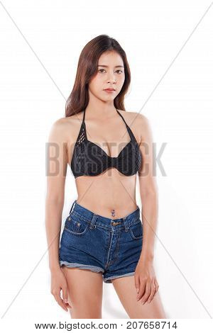 Asian Beauty,beautiful Skin Care Woman Isolated On White Background