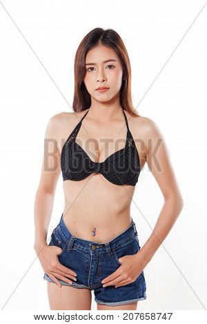 Asian Beauty,beautiful Skin Care Woman Isolated On White Background