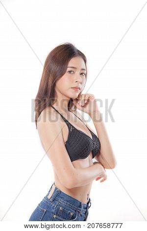 Asian Beauty,beautiful Skin Care Woman Isolated On White Background