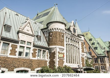 Quebec, Canada - 12.09.2017 View of Gare du Palais, Quebec Central Train Station. Opened in 1915 and is a Heritage Railway Station