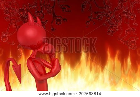 The Original 3D Devil Character Illustration In Thought