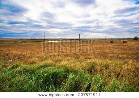 Autumn field in the Caucasus Stavropol Russia.