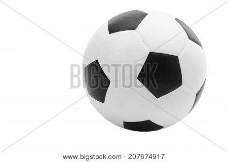 Soccer ball familiar black and white truncated icosahedron pattern isolated on white background