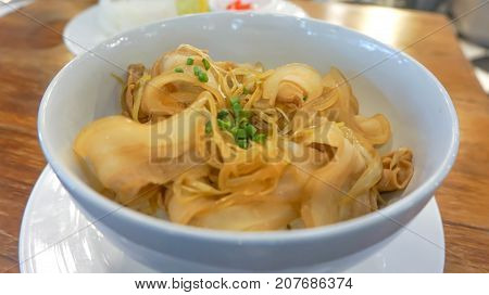 stir fried pork with rice or butadon Japanese food