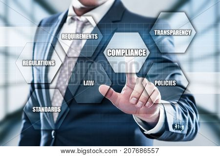 Compliance Rules Law Regulation Policy Business Technology concept.