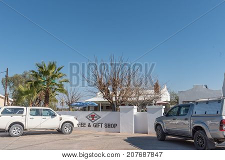 ASKHAM SOUTH AFRICA - JULY 6 2017: The Diamond T Coffee and Gift Shop in Askham a small town in the Northern Cape Province of South Africa