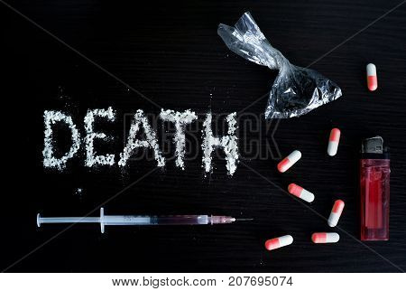 Hard Drugs On Dark Table