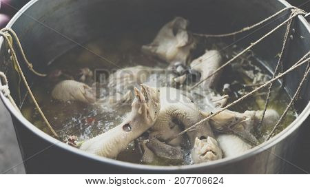 Rice Steamed With Chicken Soup At Street Food