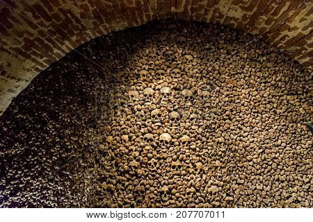 Skulls and bones from the charnel house