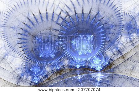 Modern fractal mechanical background. Time machine digital artwork for creative graphic design. Abstract fractal steampunk machine