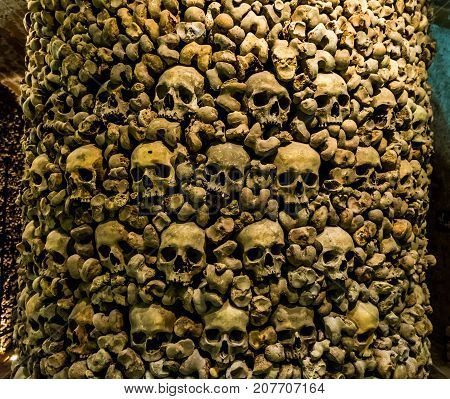 Skulls and bones from the charnel house