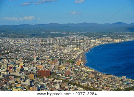 Aerial View Of Hakodate City, Hokkaido, Japan