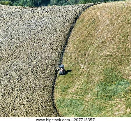 Summer landscape along the road from Lunano to Urbania (Montefeltro Pesaro Urbino Marches Italy)