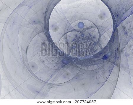 Perfect abstract digital blue background. Vortextunnel 3d illustration. Composition of bubbles and circles and fractal elements with metaphorical relationship to space science and modern technology. Fractal artwork abstraction for cover design template la