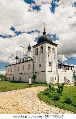 Temple of St. Sergius of Radonezh on Sviyazhsk Island in Russia. Vertical.