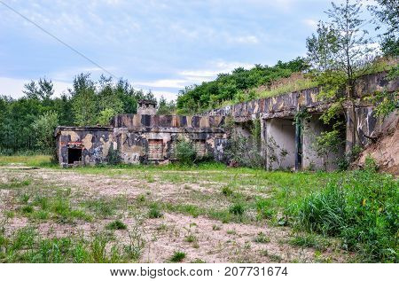 Old abandoned building. Destroyed building after a military unit.