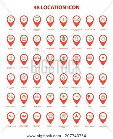 Artistic Location Icon Set, Vector, Illustration, Eps 8 File