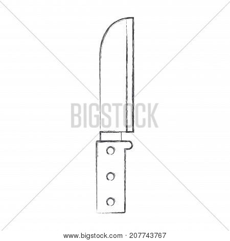 santoku knife utensil monochrome blurred silhouette vector illustration