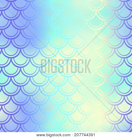 Fantastic fish skin vector background with scale pattern. Mermaid pattern. Pale gradient mesh. Abstract blurry vector background. Fish skin seamless pattern. Mermaid scale background. Shiny fishscale