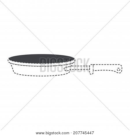stewpan with handle black silhouette and dotted contour vector illustration