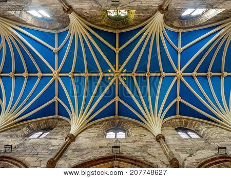 EDINBURGH, SCOTLAND - JULY 30: Interior of St. Giles Cathedral in the Old Town of Edinburgh on July 30 2017 in Edinburgh, Scotland. St. Giles is the most important cathedral in Scotland.