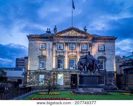 EDINBURGH, SCOTLAND - JULY 30: The Royal Bank of Scotland headquarters also known as Dundas House on July 30, 2017 in Edinburgh, Scotland. It was built in 1774 for the statesman Sir Lawrence Dundas.