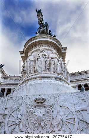 Tomb of Unknown Victor Emanuele Monument Rome Italy. Monument created in 1911 to the first king of a united Italy. Designed by Giussepe Sacconi in 1885