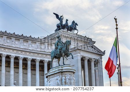 Tomb of Unknown Victor Emanuele Monument Rome Italy. Monument created in 1911 to the first king of a united Italy. Designed by Giussepe Sacconi in 1885
