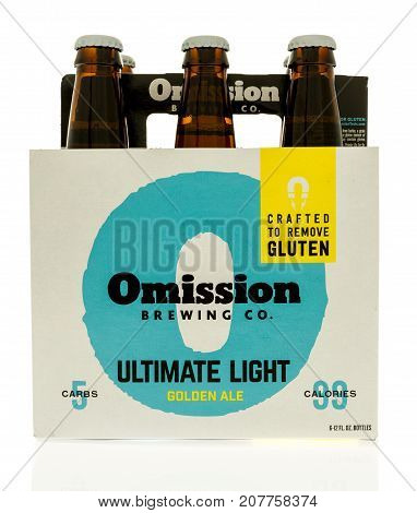 Winneconne WI - 4 October 2017: A Six pack of Omission beer on an isolated background.