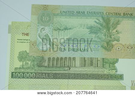 Close up Banknote and Currency Bills and Coins