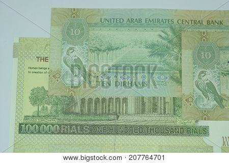 Close up Banknote and Currency Bills and Coins