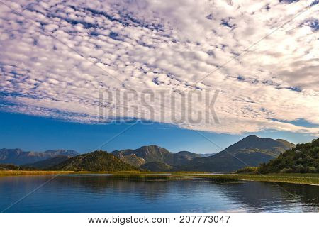Incredibly beautiful clouds over the Skadar Lake. Montenegro. Photo taken at Skadar Lake Podgorica region.