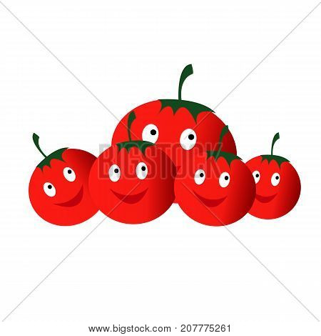 red Vegetables tomatoes are smiling illustration vector