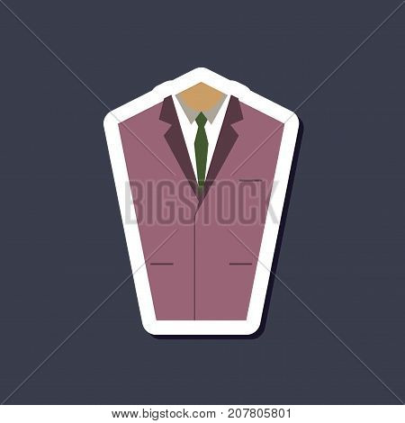 paper sticker on stylish background of Mans jacket