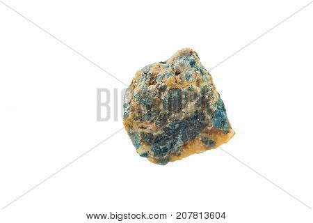 Bright Apatite Stone Crystal Isolated On White