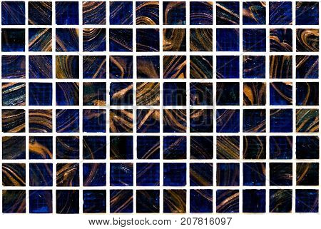 Small coloured tiles. Dark glass tile