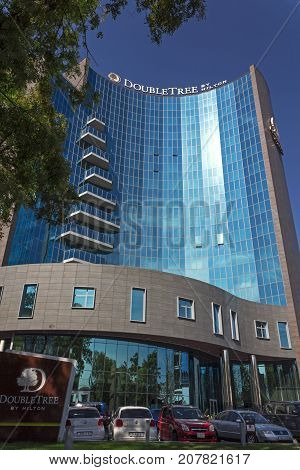 YEREVAN,ARMENIA - SEPTEMBER 30,2017 :A View on hotel Hilton in Yerevan,Transcaucasia,Armenia on September 30,2017.