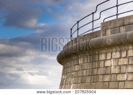 Coastal defences at Filey in the United Kingdom . A symbol of strength and protection.