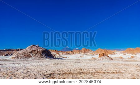 View on moon valley and volcano Licancabur by San Pedro de Atacama in Chile