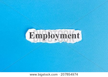 EMPLOYMENT text on paper. Word EMPLOYMENT on torn paper. Concept Image.