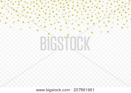 Golden Confetti. Festive Background With Golden Confetti. Falling Confetti Isolated On Transparent B