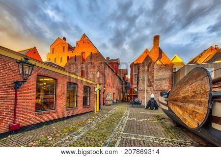 GRONINGEN NETHERLANDS - NOVEMBER 2 2016: Maritime museum or Noordelijk Scheepvaart museum in Groningen city centre