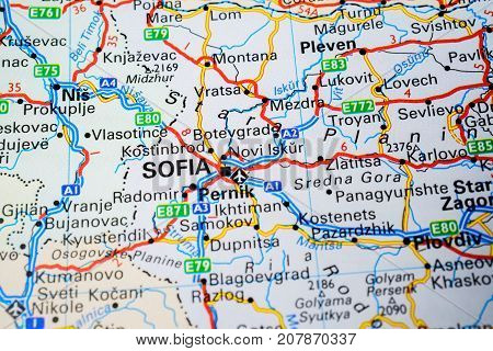 map of the sofia, the concept of travel.