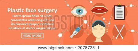 Plastic face surgery banner horizontal concept. Flat illustration of plastic face surgery banner horizontal vector concept for web design