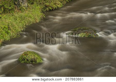 Chribska Kamenice river in national park Ceske Svycarsko in autumn morning