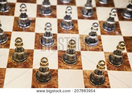 arragement of pawns on the chess board for new game
