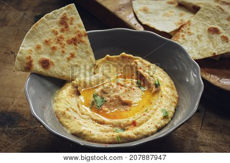 Hummus and Pita chips - An Arabic -Mediterranean Chickpea Tahina