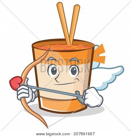 Cupid cup noodles character cartoon vector illustration